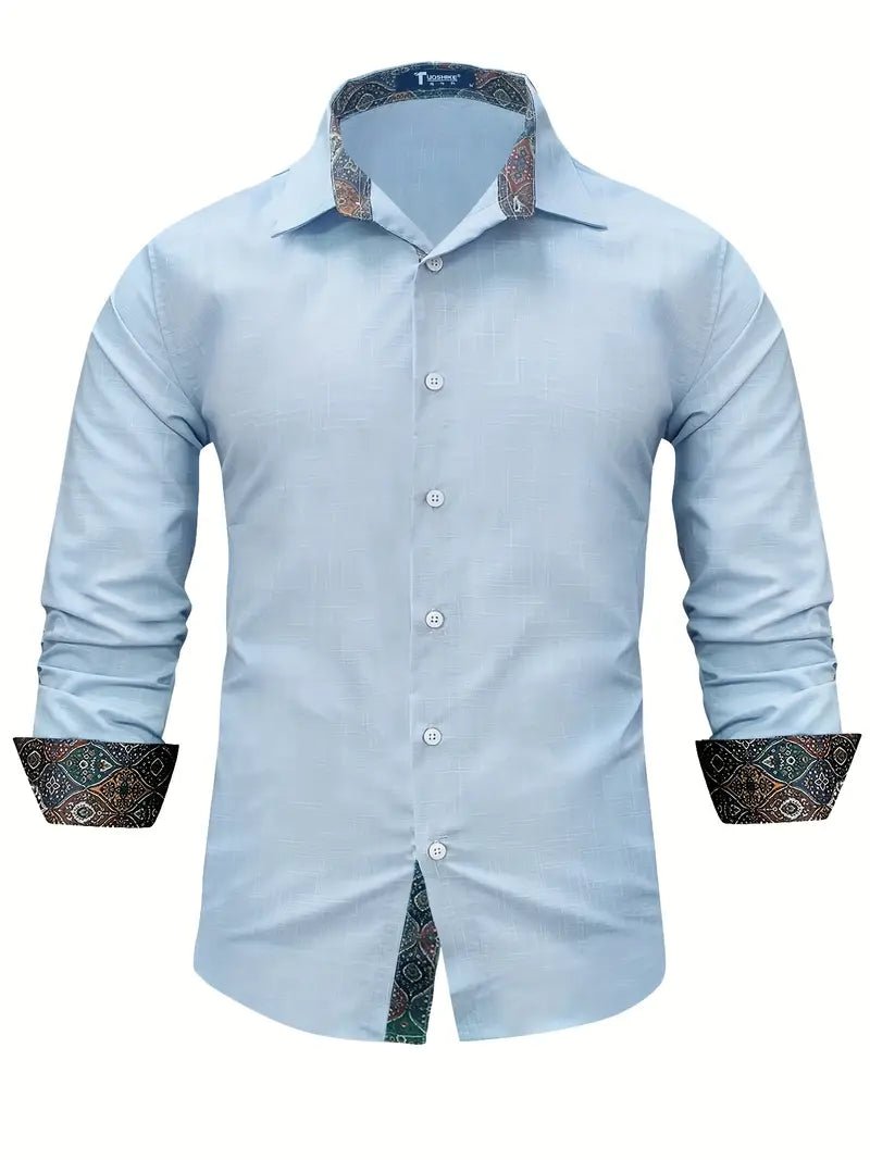 Tailored Button-Up Shirt | Cotton Blend | Classic Fit | Men's Dress Shirt - Satinni