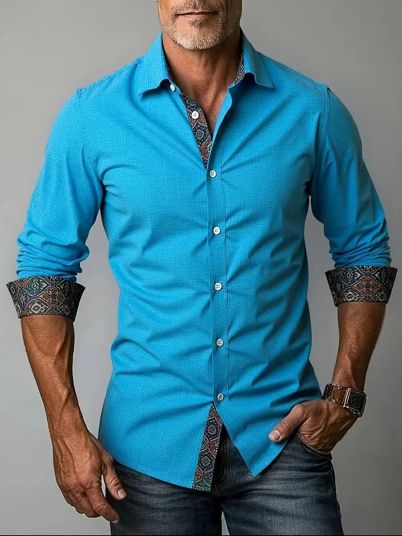Tailored Button-Up Shirt | Cotton Blend | Classic Fit | Men's Dress Shirt - Satinni