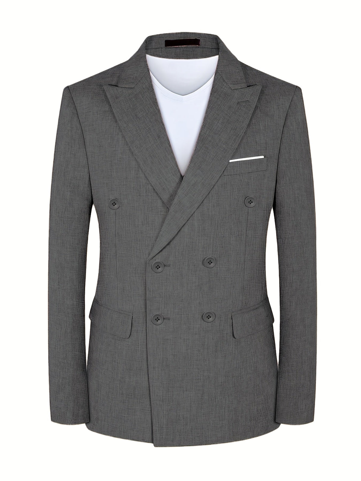 Tailored Two-Button Blazer in Sterling Silver Fabric for Formal Wear - Satinni