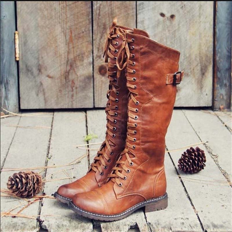 Tall Lace-Up Riding Boots | Durable Leather | Equestrian Footwear - Satinni