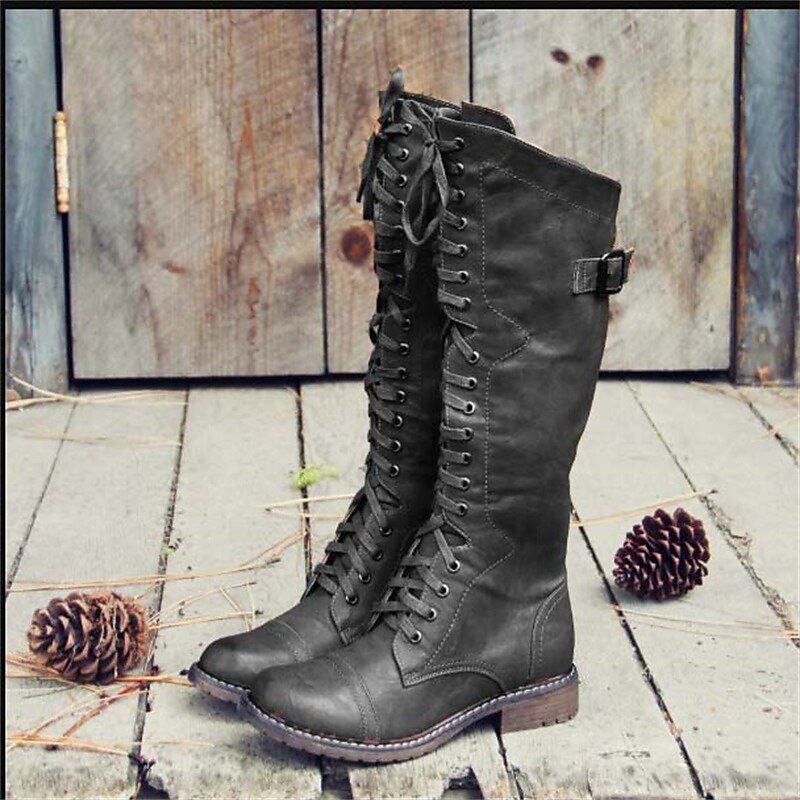 Tall Lace-Up Riding Boots | Durable Leather | Equestrian Footwear - Satinni
