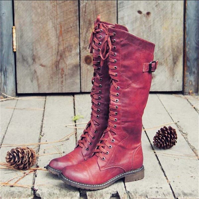 Tall Lace-Up Riding Boots | Durable Leather | Equestrian Footwear - Satinni
