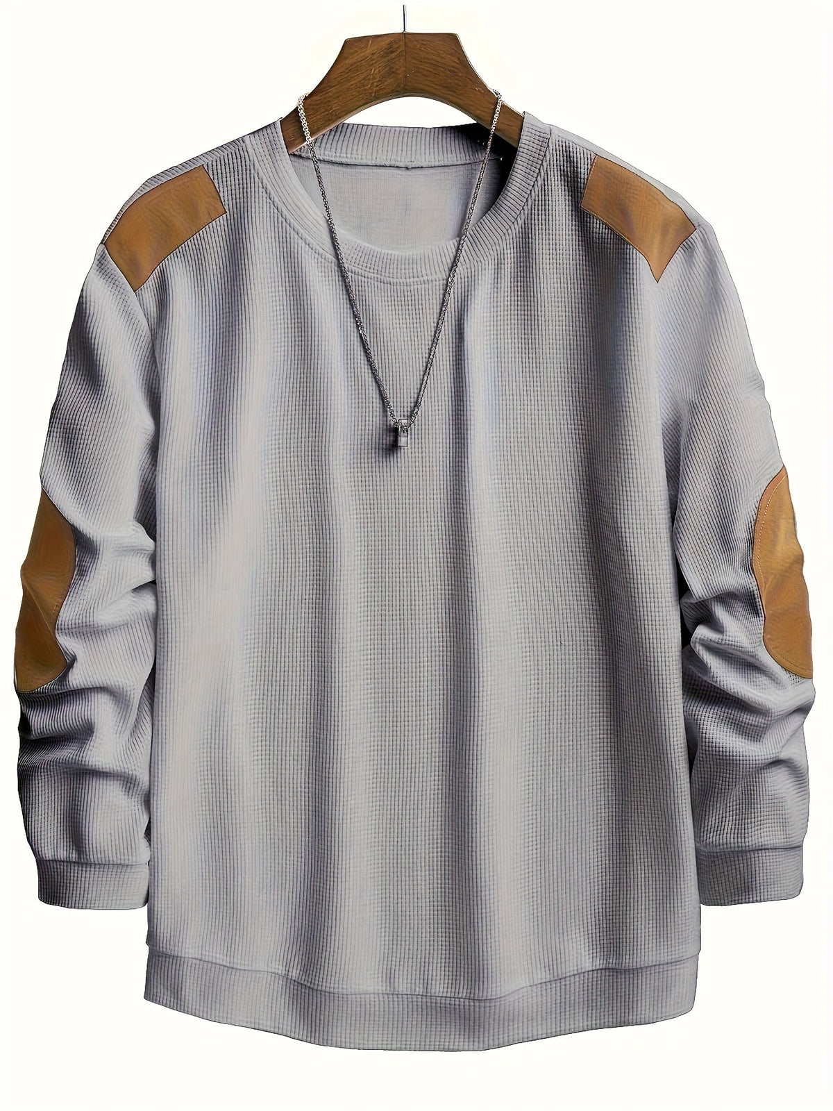Textured Elbow-Patch Pullover Sweater for Men - Casual Knitwear - Satinni