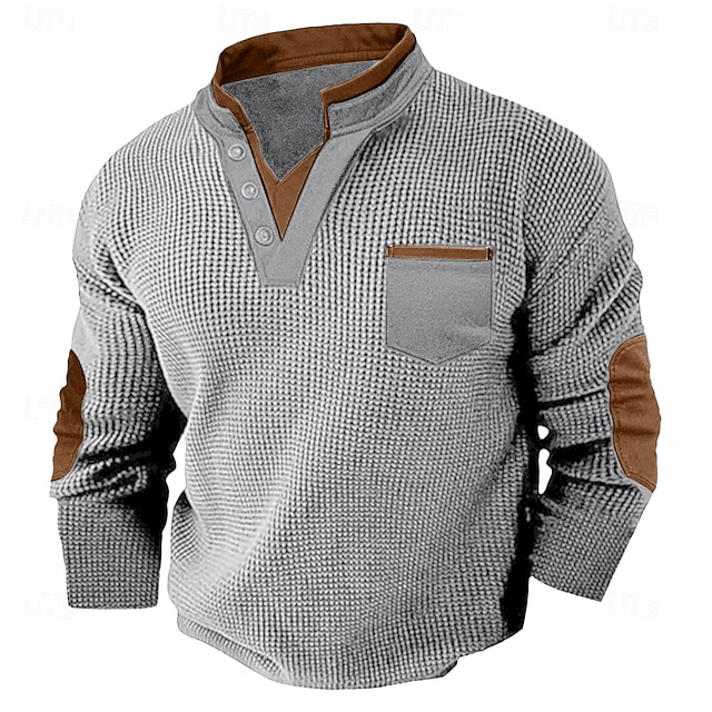 Textured Henley Shirt for Men | Casual Cotton Blend Top for Everyday Wear - Satinnis