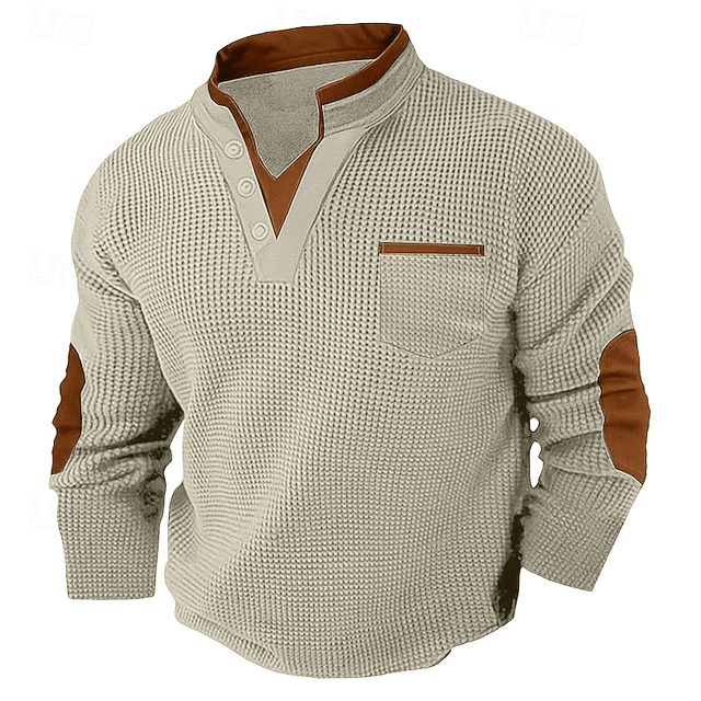 Textured Henley Shirt for Men | Casual Cotton Blend Top for Everyday Wear - Satinnis