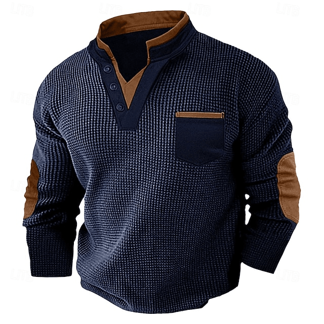 Textured Henley Shirt for Men | Casual Cotton Blend Top for Everyday Wear - Satinnis