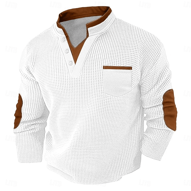 Textured Henley Shirt for Men | Casual Cotton Blend Top for Everyday Wear - Satinnis