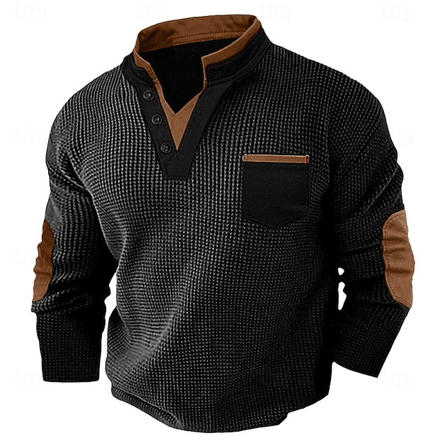 Textured Henley Shirt for Men | Casual Cotton Blend Top for Everyday Wear - Satinnis