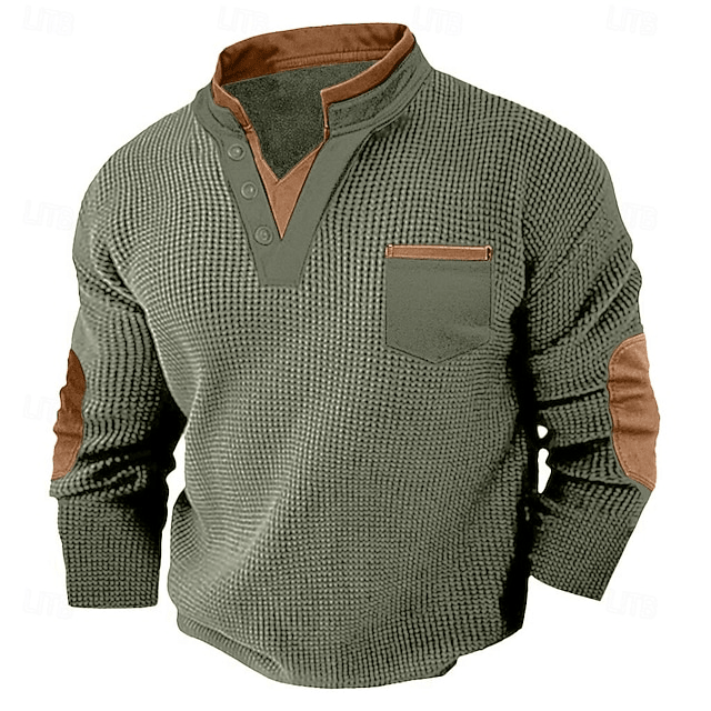 Textured Henley Shirt for Men | Casual Cotton Blend Top for Everyday Wear - Satinnis