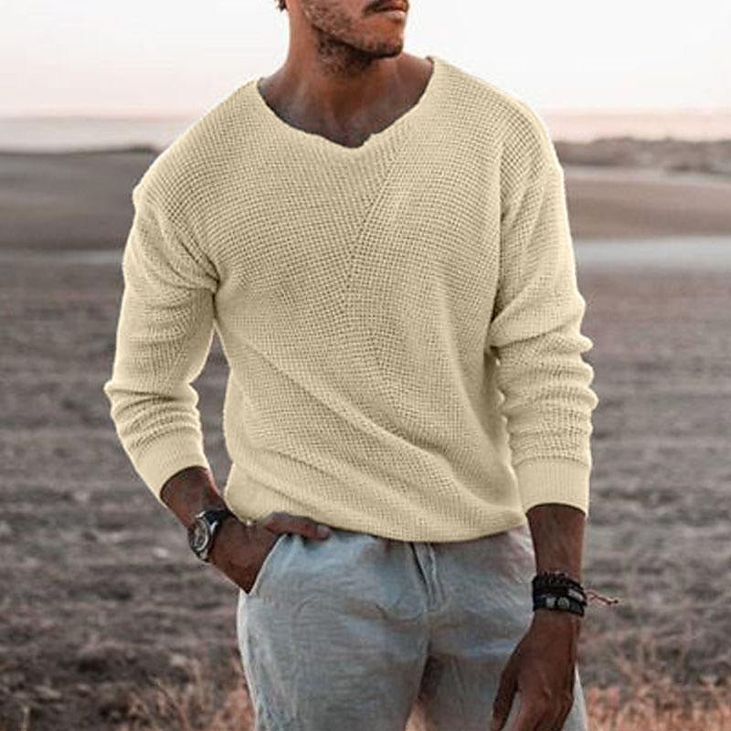 Textured V-Neck Sweater for Women | Cozy Knit Casual Wear - Satinnis
