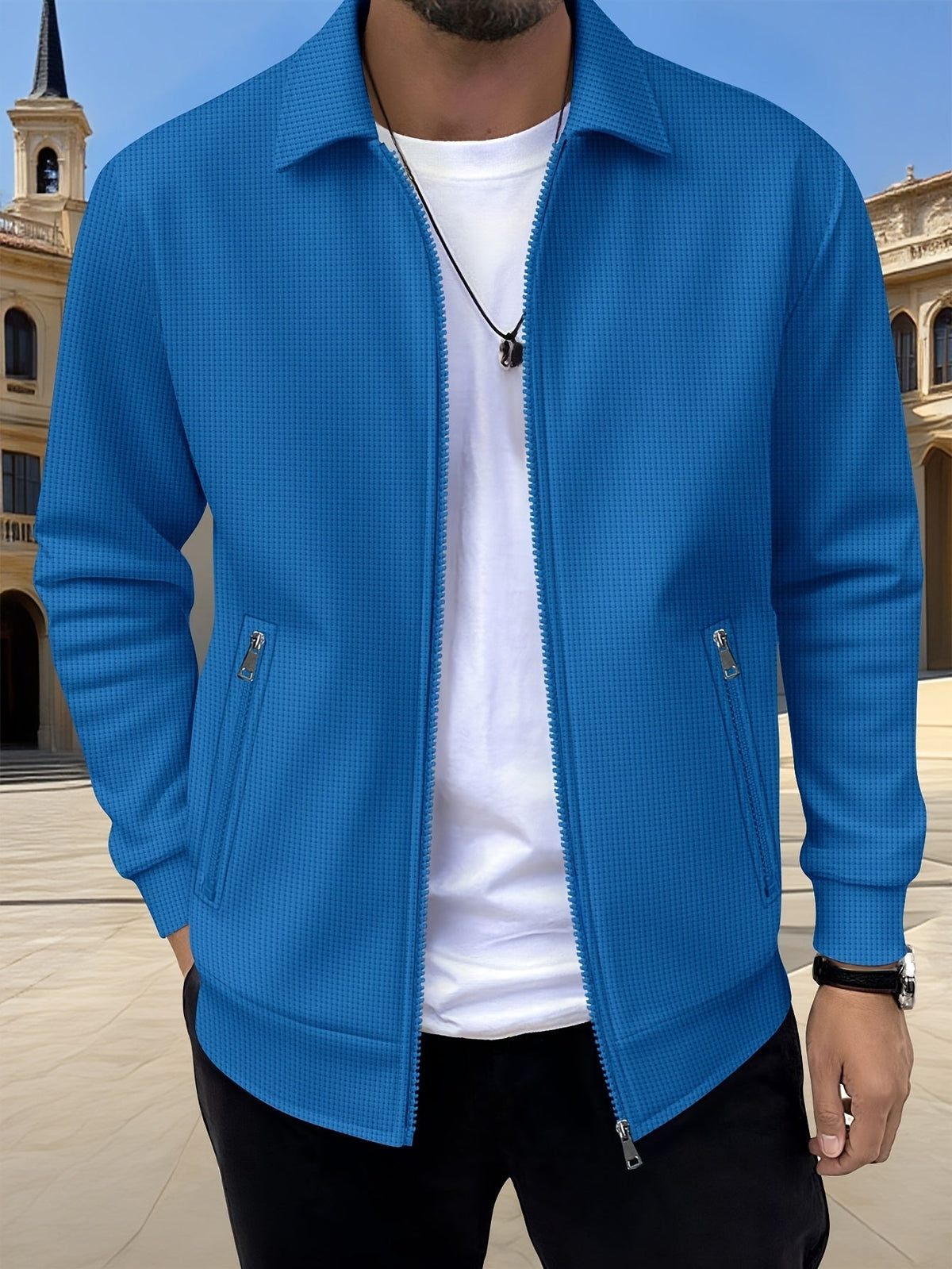 Textured Zip Jacket for Men | Casual Style | Versatile Outerwear - Satinnis