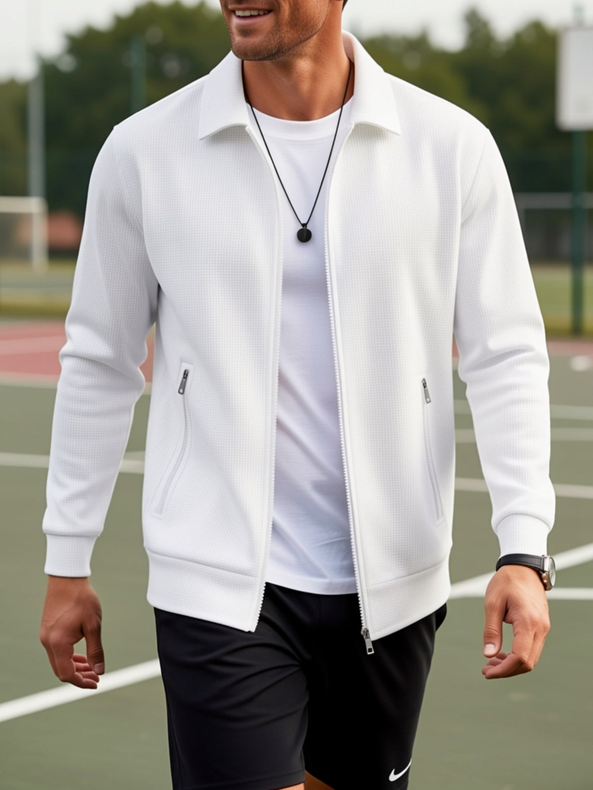 Textured Zip Jacket for Men | Casual Style | Versatile Outerwear - Satinnis
