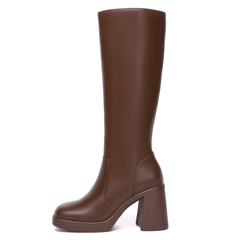 Thick Sole High Heel Stretch Boots – Casual Wear, Night Out - Satinni