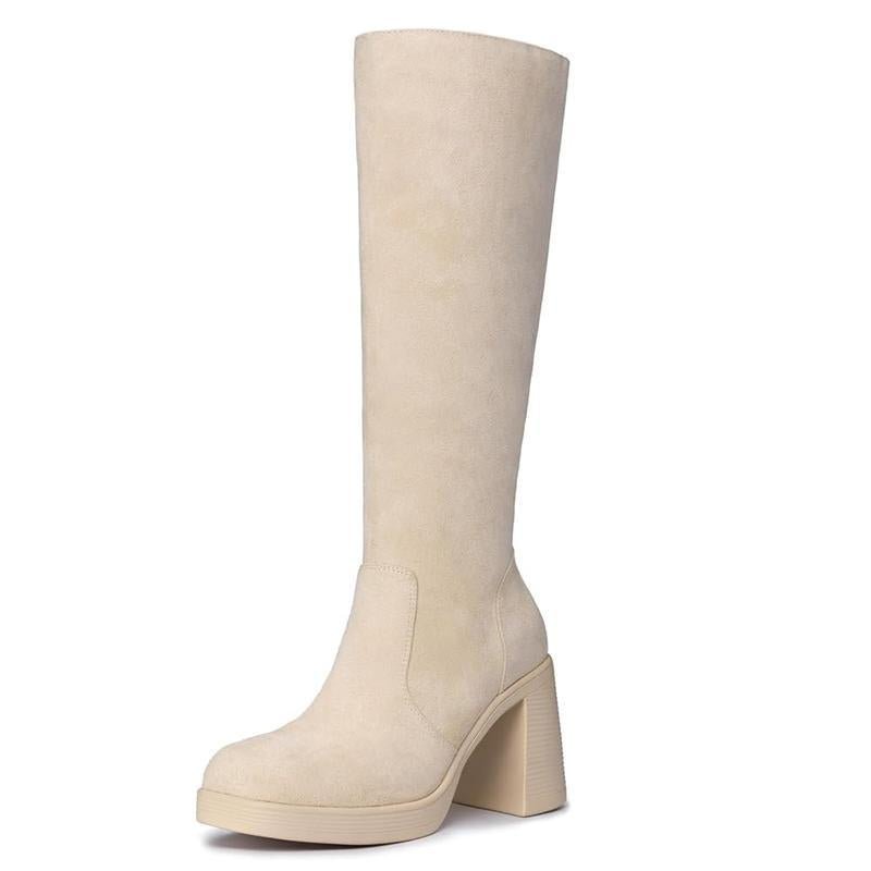 Thick Sole High Heel Stretch Boots – Casual Wear, Night Out - Satinni