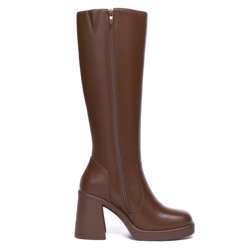 Thick Sole High Heel Stretch Boots – Casual Wear, Night Out - Satinni