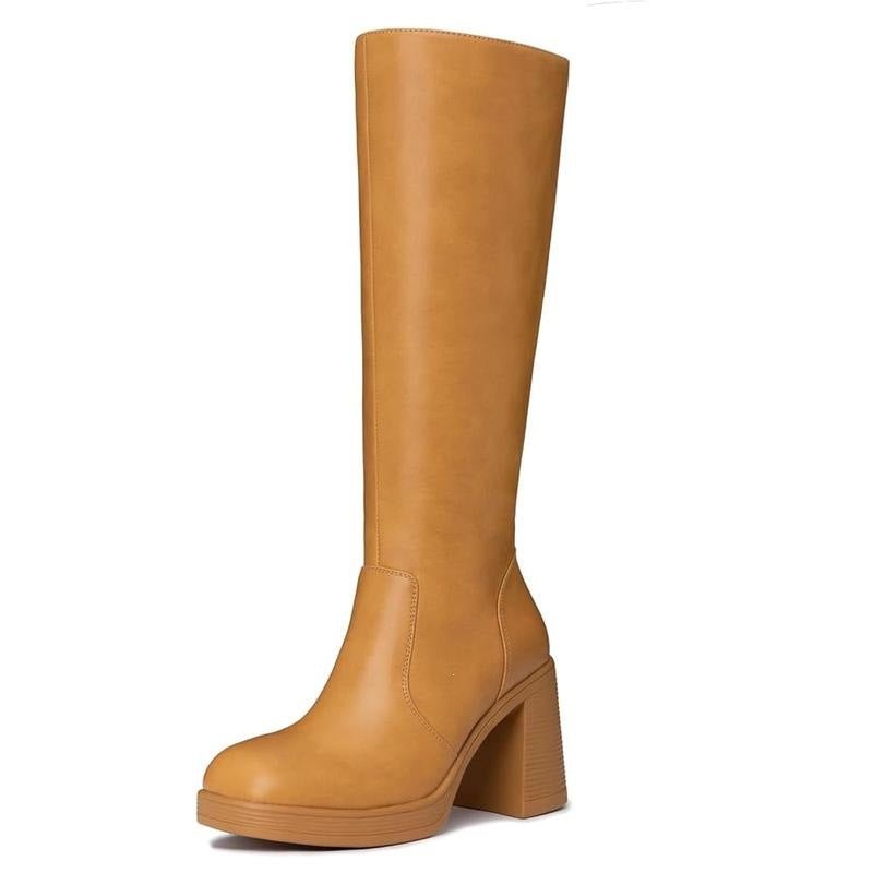 Thick Sole High Heel Stretch Boots – Casual Wear, Night Out - Satinni