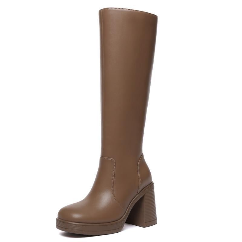 Thick Sole High Heel Stretch Boots – Casual Wear, Night Out - Satinni