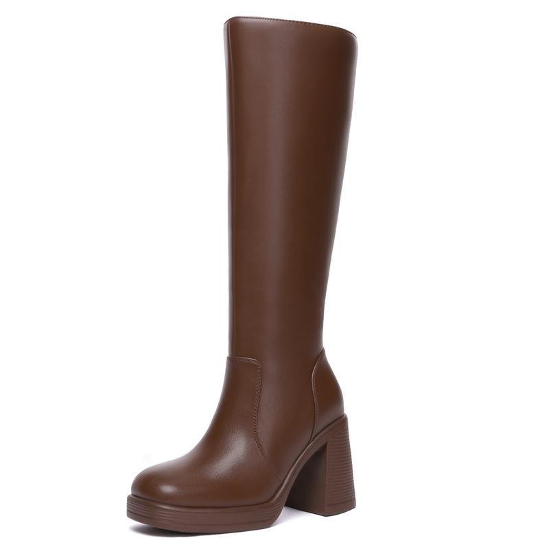 Thick Sole High Heel Stretch Boots – Casual Wear, Night Out - Satinni
