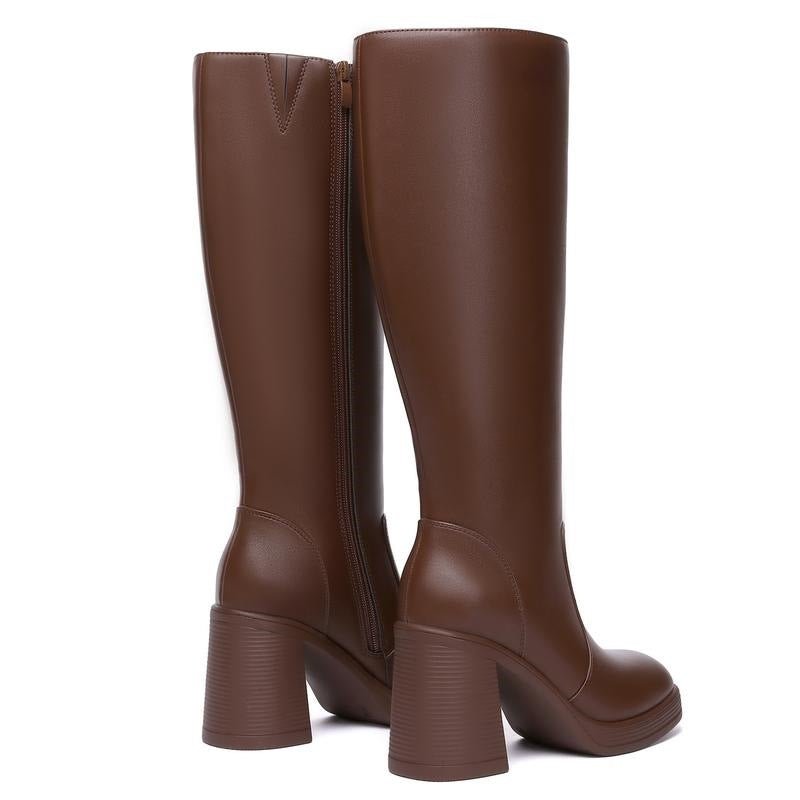 Thick Sole High Heel Stretch Boots – Casual Wear, Night Out - Satinni