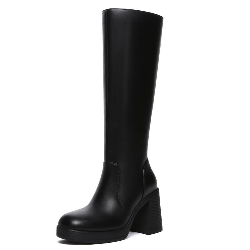 Thick Sole High Heel Stretch Boots – Casual Wear, Night Out - Satinni