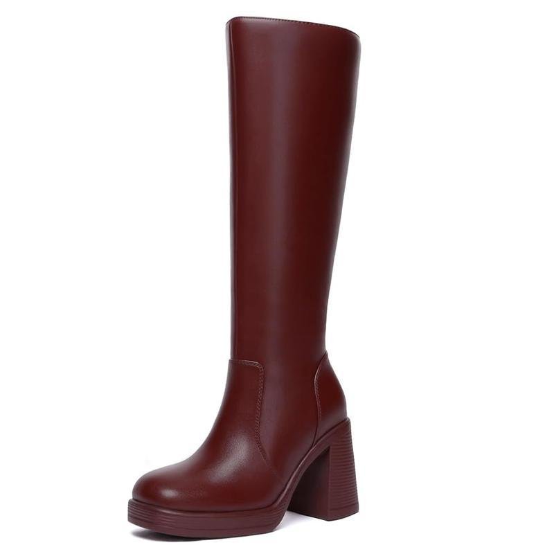 Thick Sole High Heel Stretch Boots – Casual Wear, Night Out - Satinni