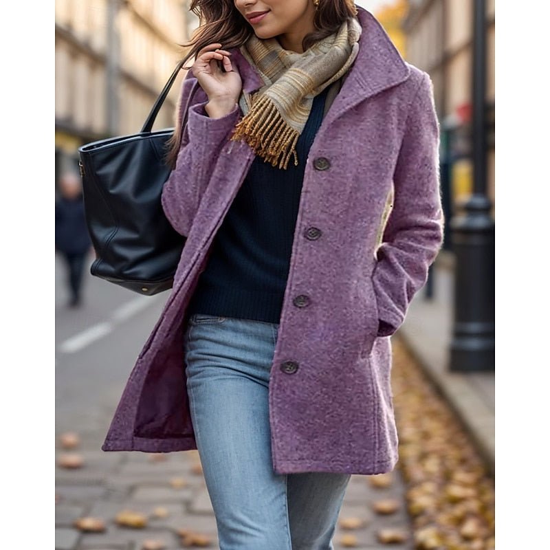 Timeless Turndown Collar Coat | Classic Design | Versatile Outerwear for Women - Satinni