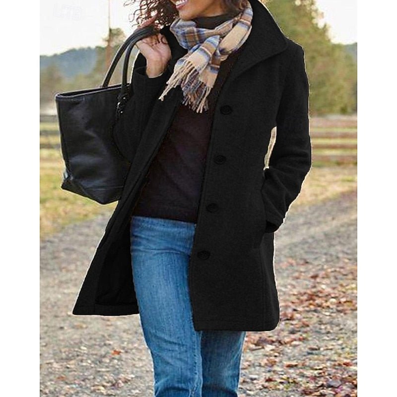 Timeless Turndown Collar Coat | Classic Design | Versatile Outerwear for Women - Satinni