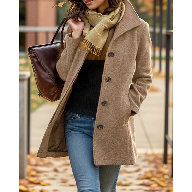 Timeless Turndown Collar Coat | Classic Design | Versatile Outerwear for Women - Satinni
