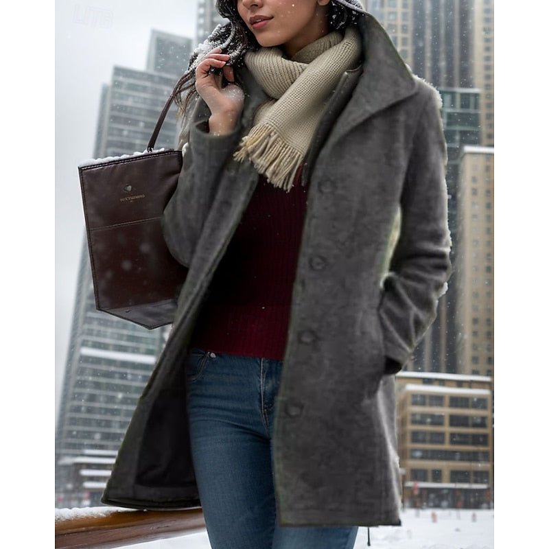 Timeless Turndown Collar Coat | Classic Design | Versatile Outerwear for Women - Satinni