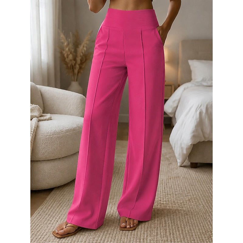 Wide-Leg Tailored Pants for Women | Comfortable Fit | Office & Casual Wear - Satinnis