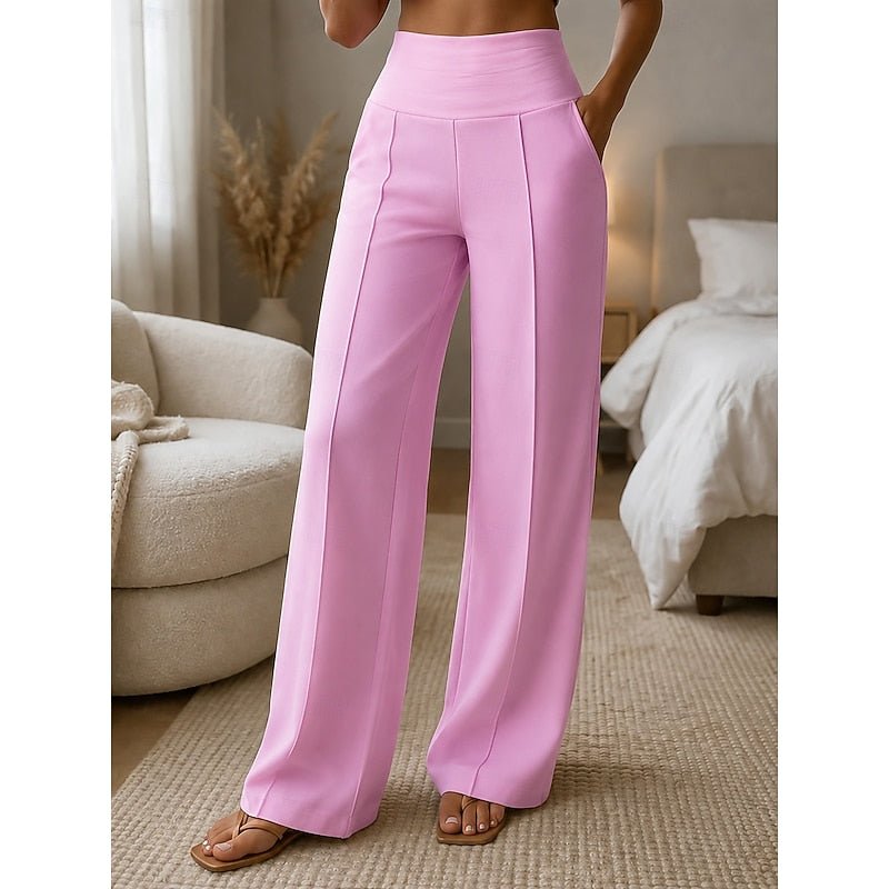 Wide-Leg Tailored Pants for Women | Comfortable Fit | Office & Casual Wear - Satinnis