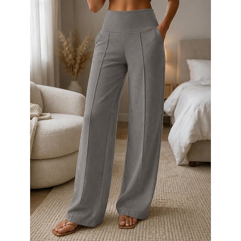 Wide-Leg Tailored Pants for Women | Comfortable Fit | Office & Casual Wear - Satinnis