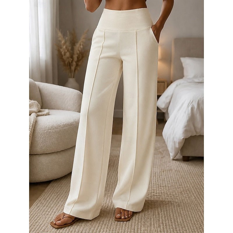 Wide-Leg Tailored Pants for Women | Comfortable Fit | Office & Casual Wear - Satinnis