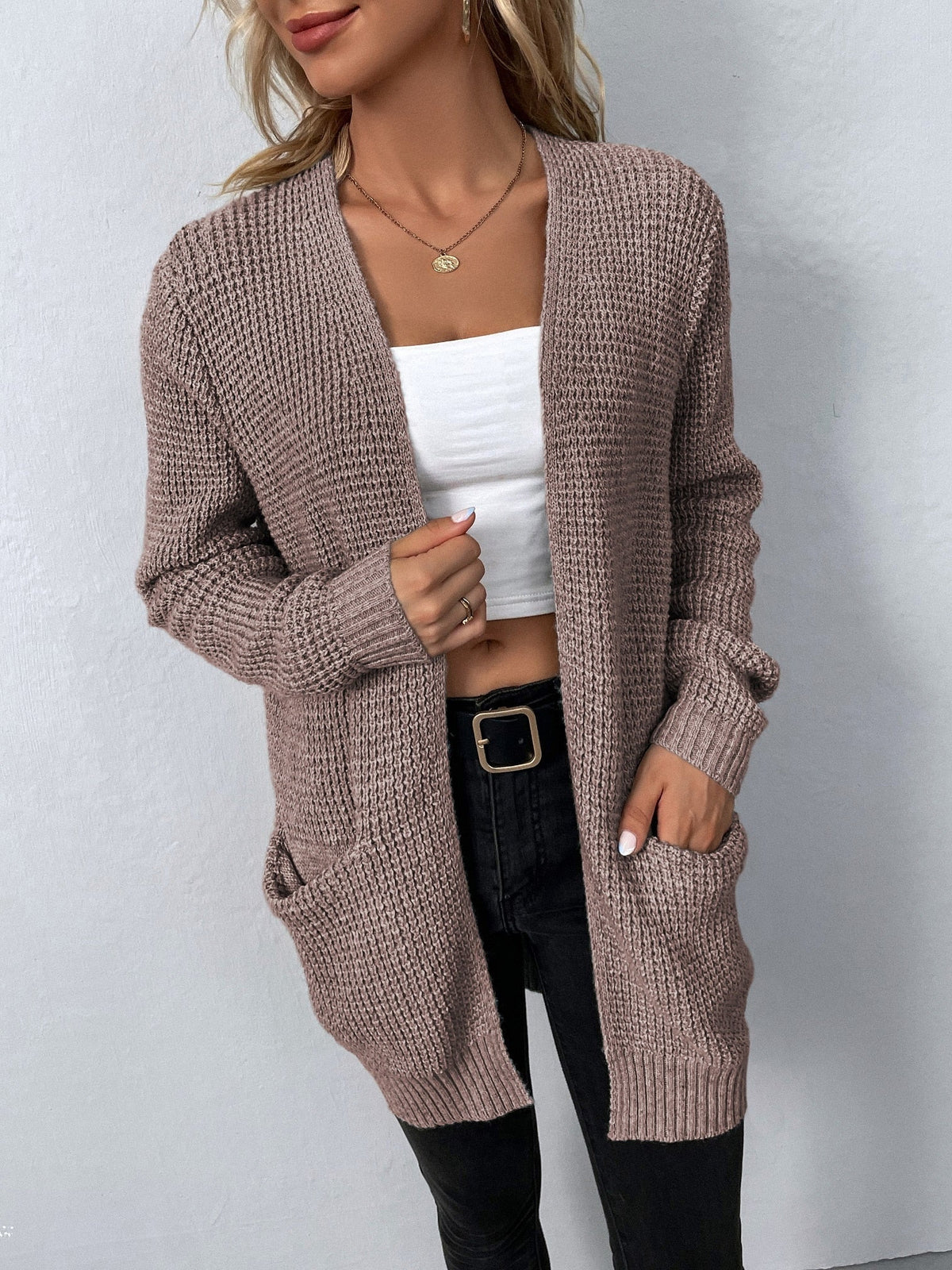 Women's Open-Front Relaxed Cardigan in Soft Knit for Casual Wear - Satinnis