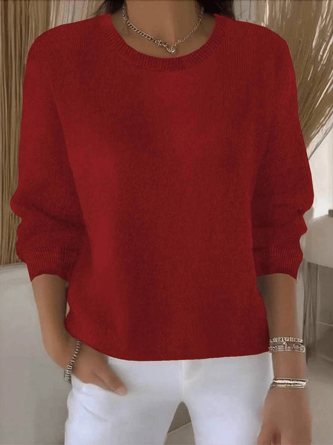 Women's Relaxed Knit Sweater for Everyday Wear - Soft and Comfortable Casual Style - Satinnis